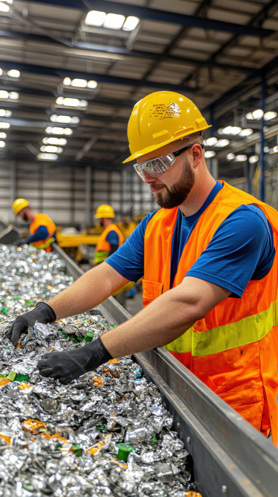 Team member sorting electronics for recovery and recycling at an Omni-DTS facility